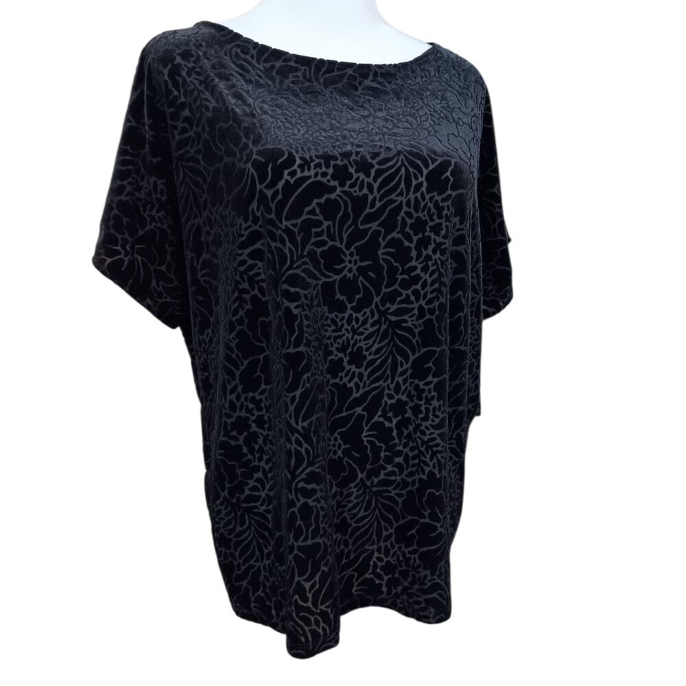 NEW RALPH LAUREN Velvet Burnout Top Blouse Loose Medium Dressy Career Layer Goth